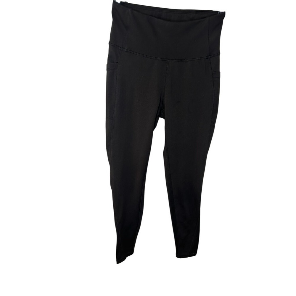 Adrienne Vittadini Sport Black High Waist Active Leggings With Pockets Size S